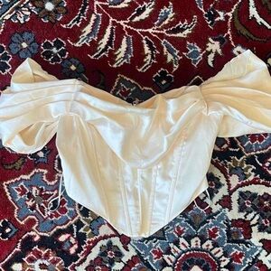 Alice Elle / Verge Girl Cream Satin Off-Shoulder Corset Top